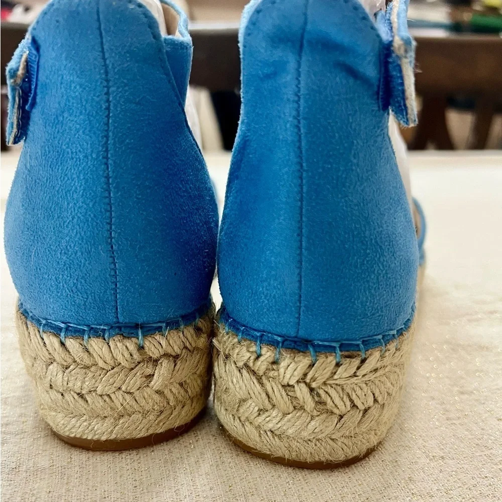 NWT Soul Naturalizer Wren Linen Blue Fabric Espadrilles Sandals - Blue size 9.5